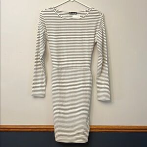 Pretty Garden gray and white striped dress